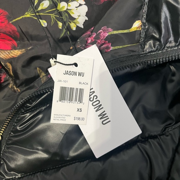 Jason Wu Shiny Black Hooded Packable Puffer Jacket - Picture 2 of 7